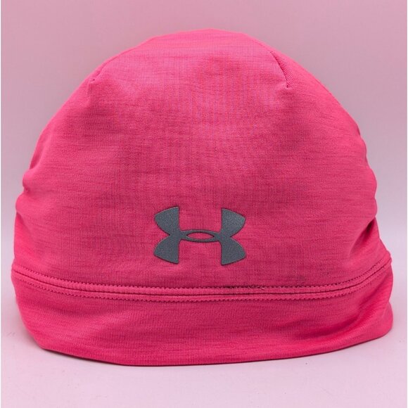 Under Armour Women’s Pink Fleece Warm Beanie Winter Hat OSFM Stretch Running - Picture 2 of 5